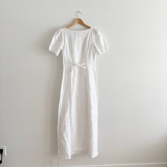 Reformation Cherise Linen Midi Long Dress NWT White Size 6 - Picture 10 of 13